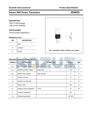 2SA633 datasheet - Silicon PNP Power Transistors