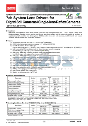 BD6757KN datasheet - 7ch System Lens Drivers for Digital Still Cameras / Single-lens Reflex Cameras