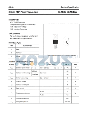 2SA636 datasheet - Silicon PNP Power Transistors