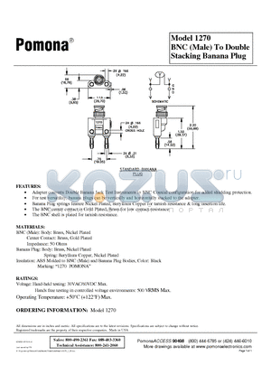 1270 datasheet - BNC (Male) To Double Stacking Banana Plug