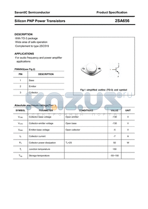 2SA656 datasheet - Silicon PNP Power Transistors