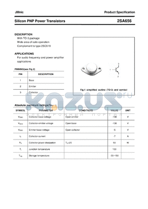 2SA656 datasheet - Silicon PNP Power Transistors