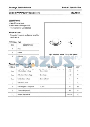 2SA657 datasheet - Silicon PNP Power Transistors