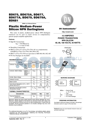 BD675_08 datasheet - Plastic MediumPower Silicon NPN Darlingtons