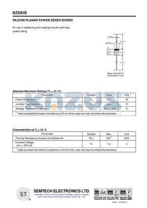 BZX85B datasheet - SILICON PLANAR POWER ZENER DIODES