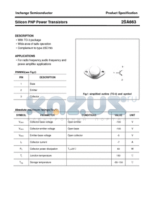 2SA663 datasheet - Silicon PNP Power Transistors