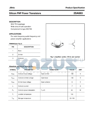 2SA663 datasheet - Silicon PNP Power Transistors