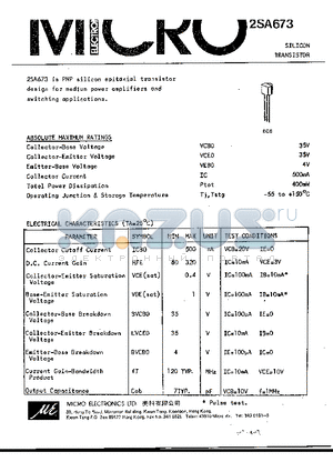 2SA673 datasheet - SILICON TRANSISTOR