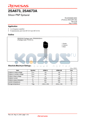 2SA673 datasheet - Silicon PNP Epitaxial