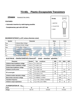 2SA684 datasheet - TO-92 Plastic-Encapsulate Transistors