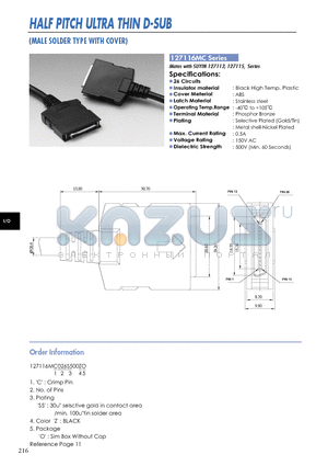 127116MC datasheet - HALF PITCH ULTRA THIN D-SUB