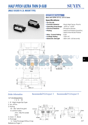 127120MR datasheet - HALF PITCH ULTRA THIN D-SUB