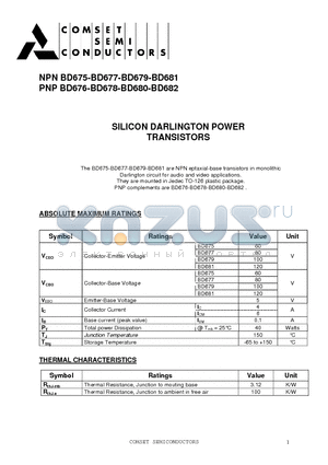 BD677 datasheet - SILICON DARLINGTON POWER TRANSISTORS