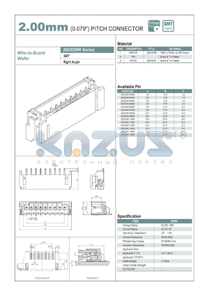 20022WR-09A00 datasheet - 2.00mm PITCH CONNECTOR