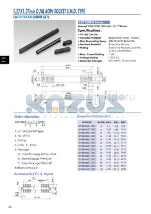 127150FA datasheet - 1.27X1.27mm DUAL ROW SOCKET S.M.D. TYPE