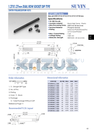 127150FS datasheet - 1.27X1.27mm DUAL ROW SOCKET DIP TYPE