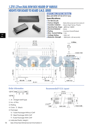 12717MA datasheet - 1.27X1.27mm DUAL ROW BOX HEADER OF VARIOUS HEIGHTS FOR BOARD TO BOARD S.M.D. SERIES