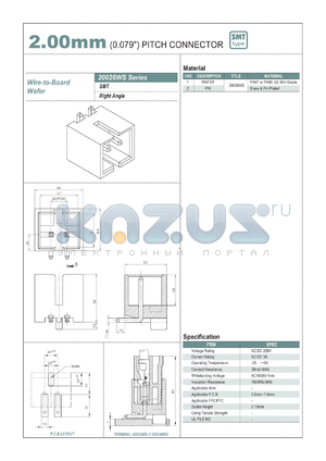 20026WS datasheet - 2.00mm PITCH CONNECTOR