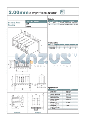 20030HS datasheet - 2,00mm PITCH CONNECTOR