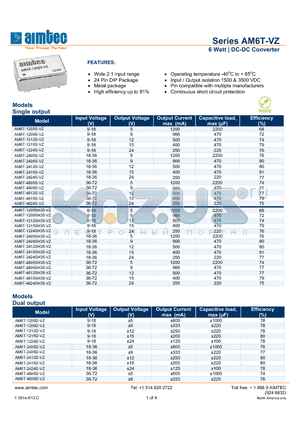 AM6T-VZ_13 datasheet - 6 Watt | DC-DC Converter