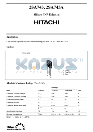 2SA743 datasheet - Silicon PNP Epitaxial