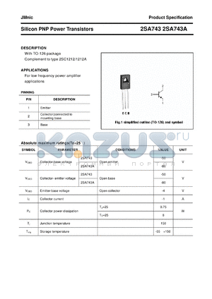2SA743 datasheet - Silicon PNP Power Transistors