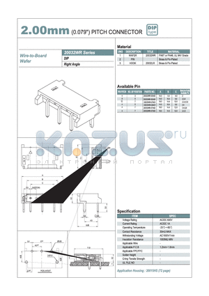 20032WR-03A00 datasheet - 2.00mm PITCH CONNECTOR