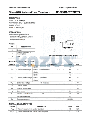 BD679 datasheet - Silicon NPN Darligton Power Transistors