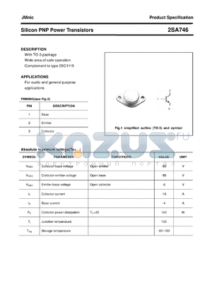 2SA746 datasheet - Silicon PNP Power Transistors