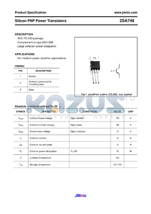 2SA748 datasheet - Silicon PNP Power Transistors