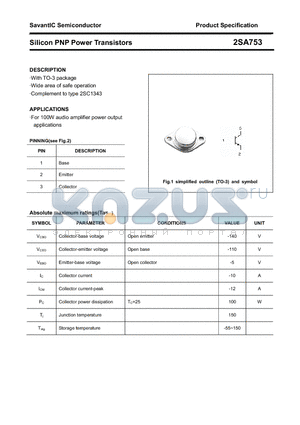 2SA753 datasheet - Silicon PNP Power Transistors