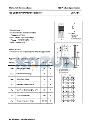 2SA754 datasheet - isc Silicon PNP Power Transistor