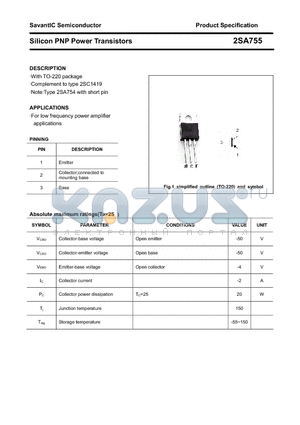 2SA755 datasheet - Silicon PNP Power Transistors