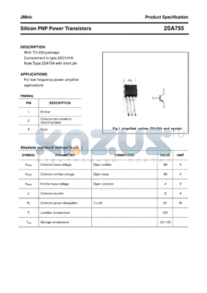 2SA755 datasheet - Silicon PNP Power Transistors