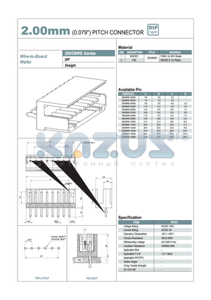 20039WS datasheet - 2.00mm PITCH CONNECTOR