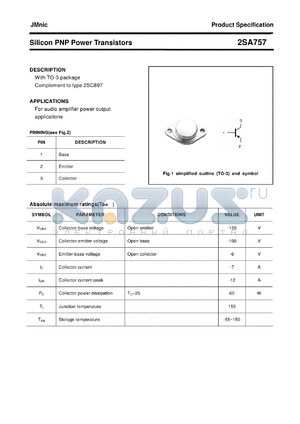 2SA757 datasheet - Silicon PNP Power Transistors