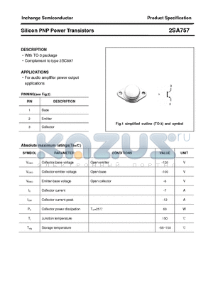 2SA757 datasheet - Silicon PNP Power Transistors