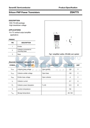 2SA775 datasheet - Silicon PNP Power Transistors