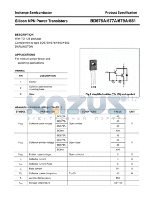 BD681 datasheet - Silicon NPN Power Transistors