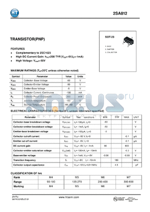 2SA812 datasheet - TRANSISTOR(PNP)