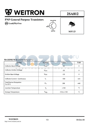 2SA812 datasheet - PNP General Purpose Transistors