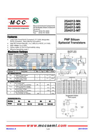 2SA812-M4 datasheet - PNP Silicon Epitaxial Transistors