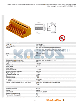 1282960000 datasheet - BLA 14 SN OR