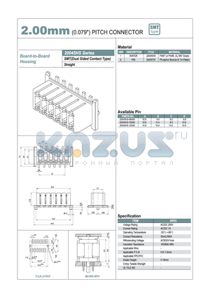 20045HS-12A00 datasheet - 2.00mm PITCH CONNECTOR