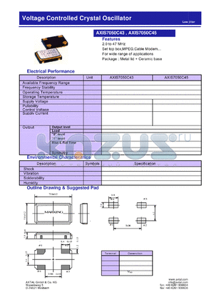 AXIS7050C43 datasheet - Voltage Controlled Crystal Oscillator