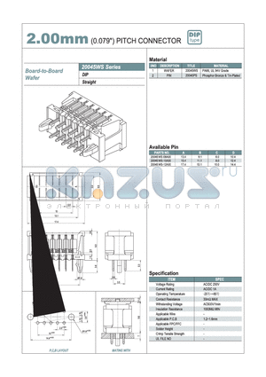 20045WS-10A00 datasheet - 2.00mm PITCH CONNECTOR