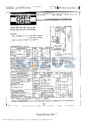 2SA815 datasheet - SILICON PNP EPITAXIAL BASE MESA TYPE