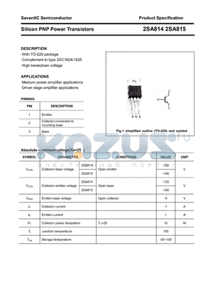 2SA815 datasheet - Silicon PNP Power Transistors