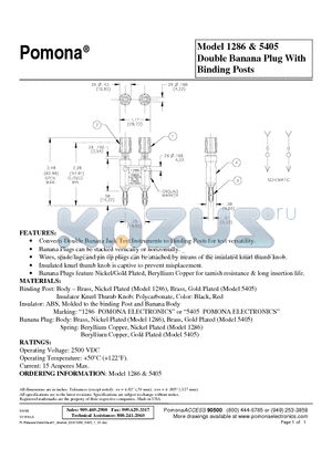 1286 datasheet - Double Banana Plug With Binding Posts