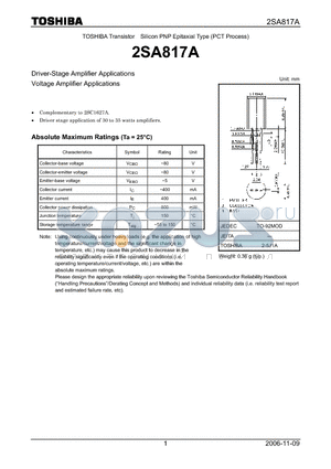 2SA817A_07 datasheet - Driver-Stage Amplifier Applications Voltage Amplifier Applications